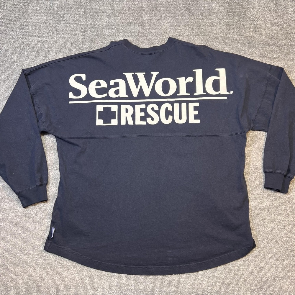 Spirit Jersey Shirt Adult XL Blue SeaWorld Rescue Long Sleeve Crewneck Tee